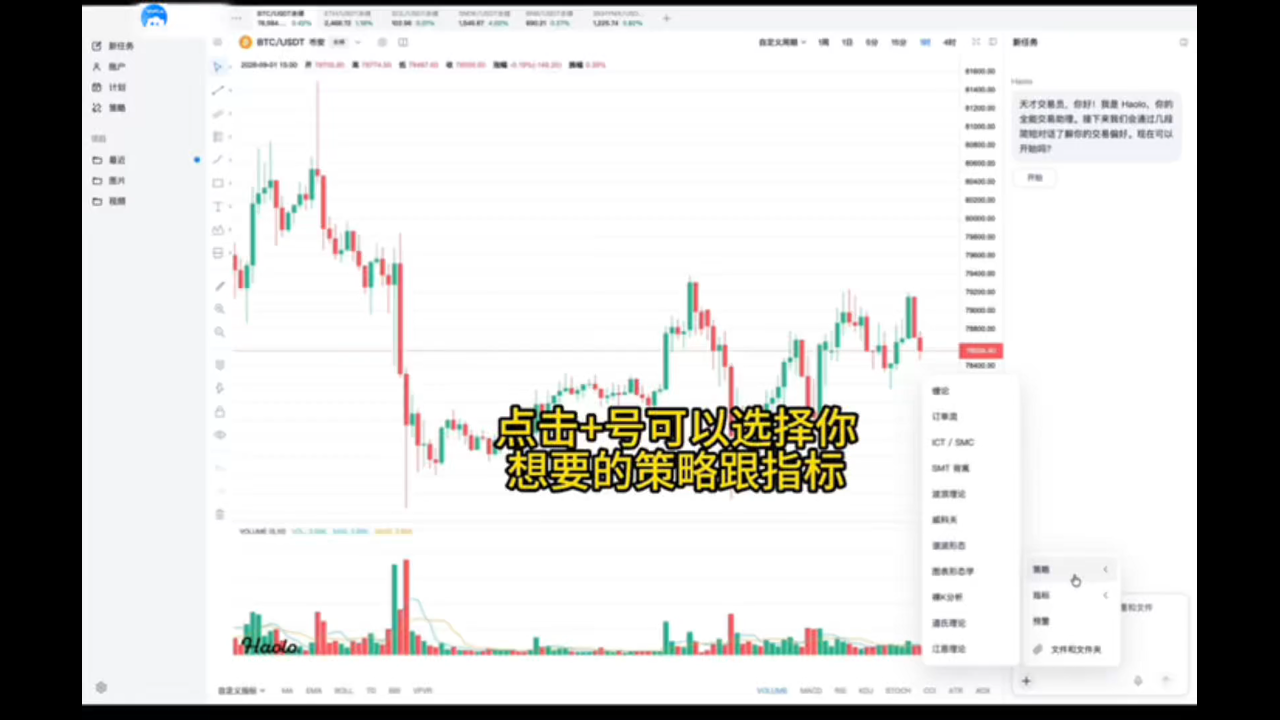 HaoLo 客户端图表与智能体操作界面